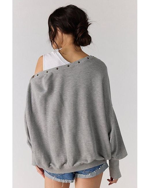 Free People Gray Parker Off-The-Shoulder Pullover