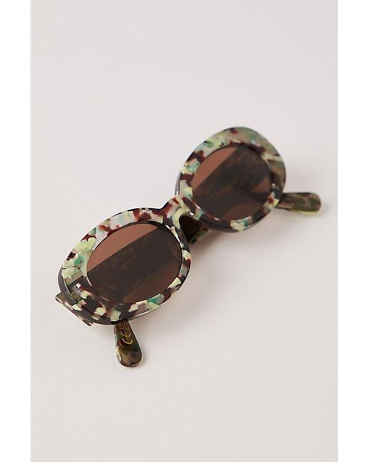 Lele Sadoughi Brown Oceanside Oval Sunglasses