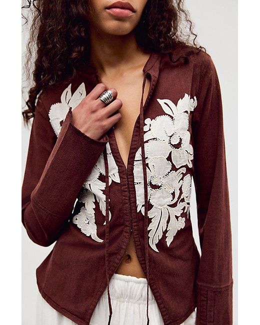 Free People Red Festival Nights Top