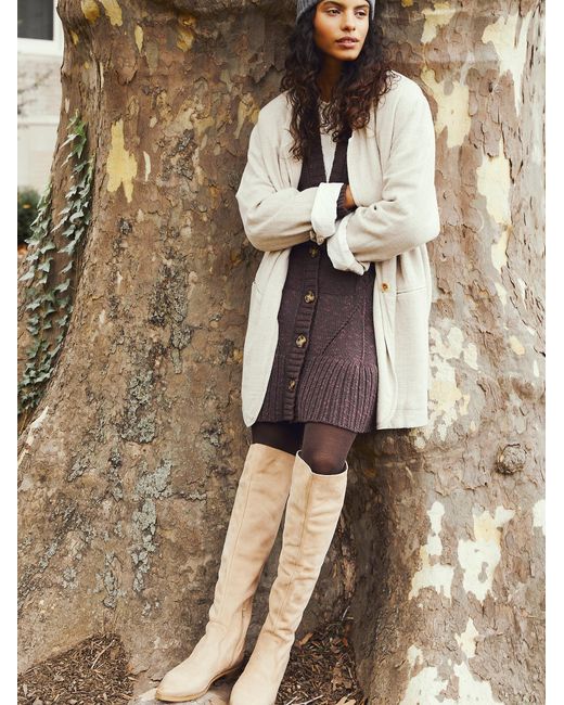 Free People Leather Brenna Over-the-knee Boots in Natural - Lyst
