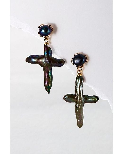 Free People Multicolor Ariana Ost Pearl Cross Dangles