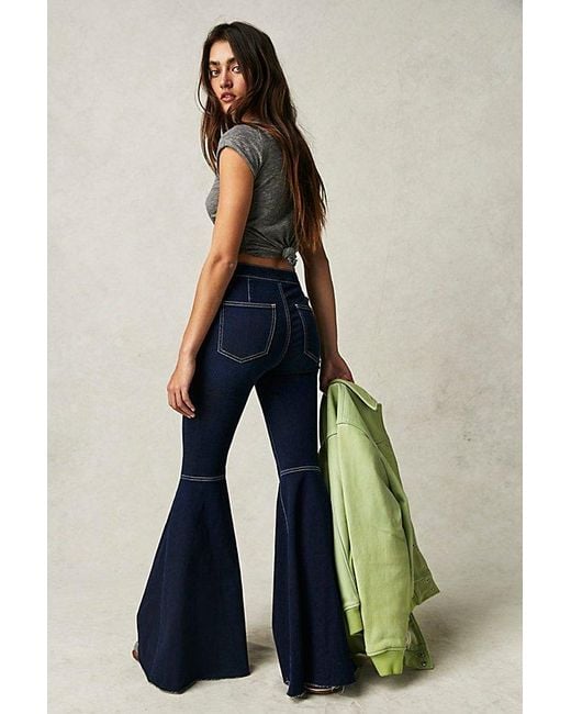 Free People Blue Just Float On Flare Jeans At Free People In Midnight, Size: 25
