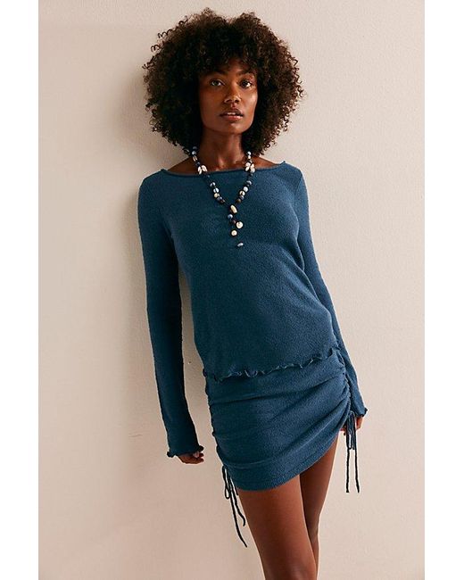 Free People Blue Cabo Sweater Skirt Set