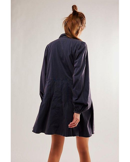 Free People Blue Marvelous Mia Solid Mini Dress At In Dried Indigo Overdye, Size: Xs