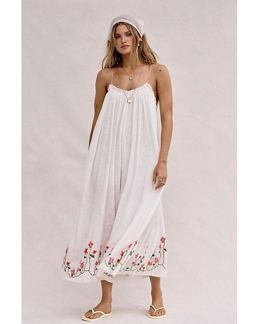 Free People Pink Raffia Blooms Jumpsuit