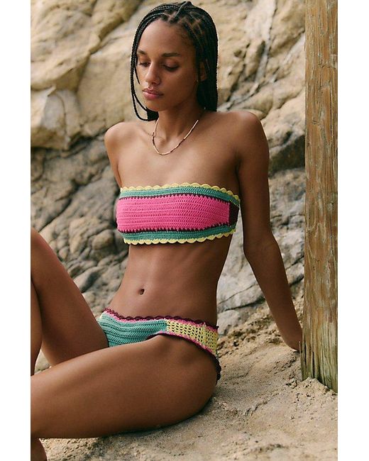 Beach Riot Multicolor Rey Crochet Bandeau Bikini Top