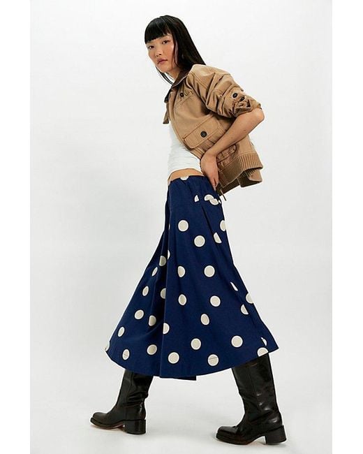 Free People Blue Betty Drop-Waist Midi Skirt