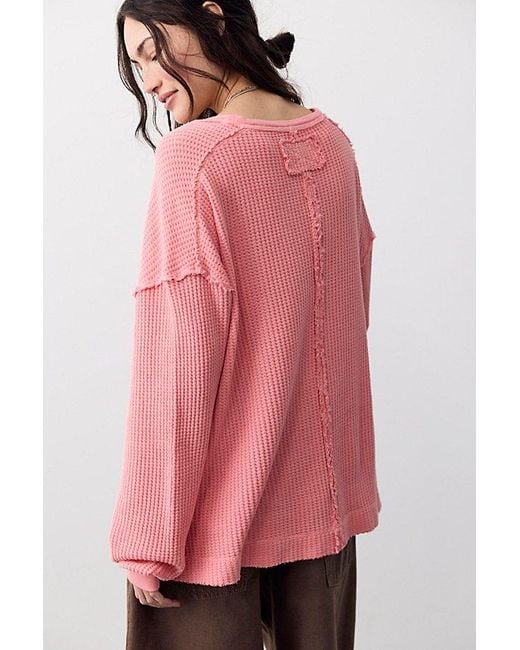 Free People Pink Montreal Oversized Thermal Henley