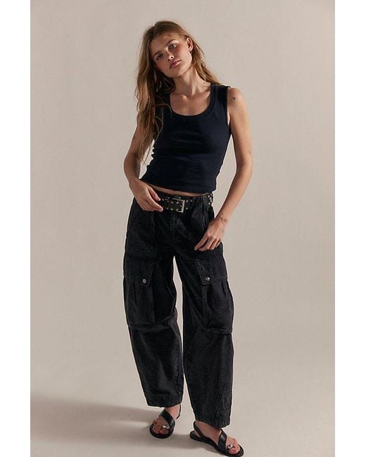 Free People Black We The Free Brentwood Slouchy Cargo Pants