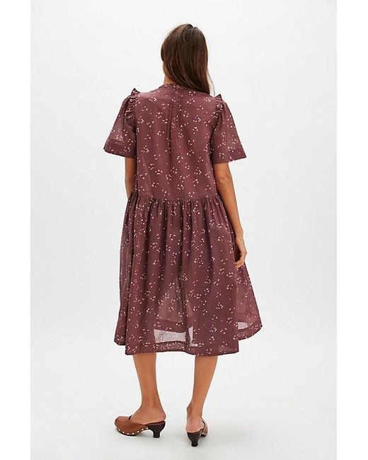 hi low midi dress Aurela Floral Cotton Midi Dress Chapparal Blue / 8