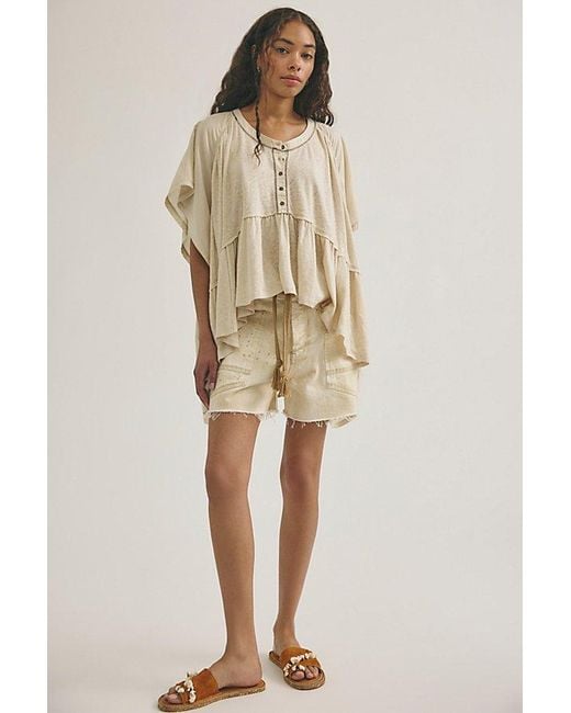Free People Natural Daisy Chain Cotton-Linen Henley