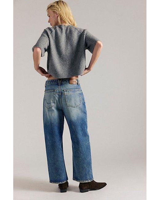 Free People Blue Deep Trance Dropped Boyfriend Jeans