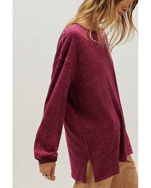 Free People Red Veronica Striped Tee