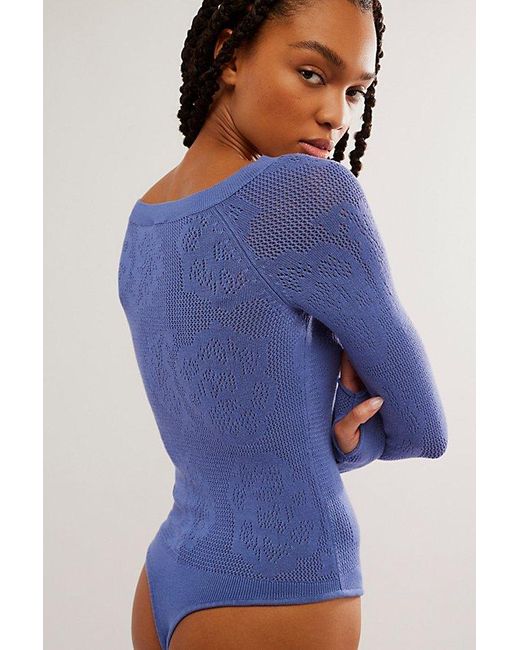 Free People Blue Off Your Game Bodysuit