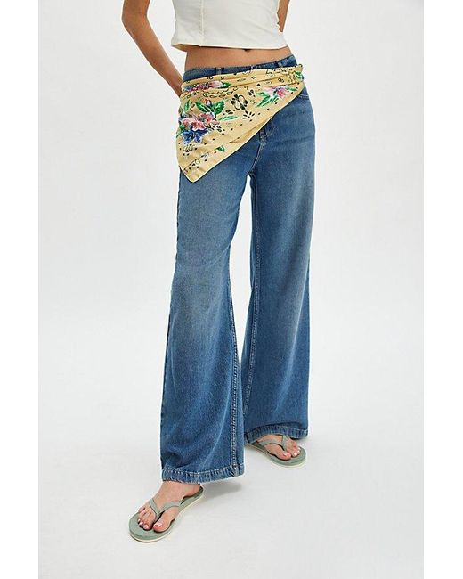 Hari Mari Blue Meadows Leather Flip Flops By