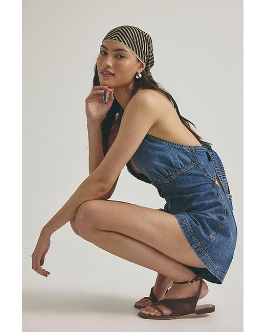 Free People Blue Delilah Denim Shortalls