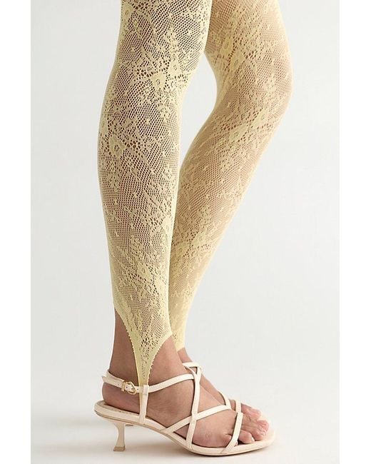 Free People Natural Rosa Lace Stirrup Tights