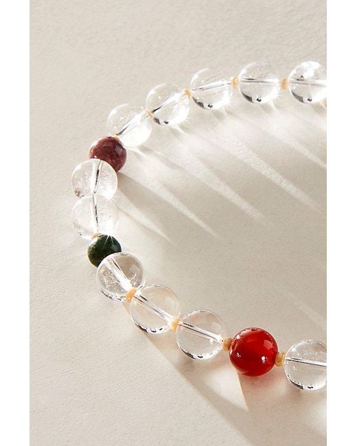 Free People Natural Clear Beaded Necklace