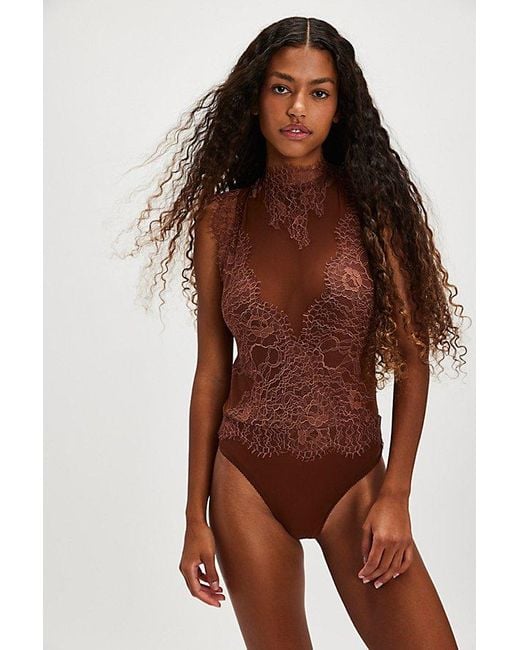Intimately By Free People Brown Sweet Nothings Bodysuit