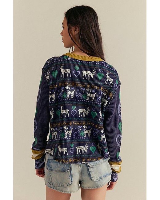 Free People Blue Blissful Layering Tee