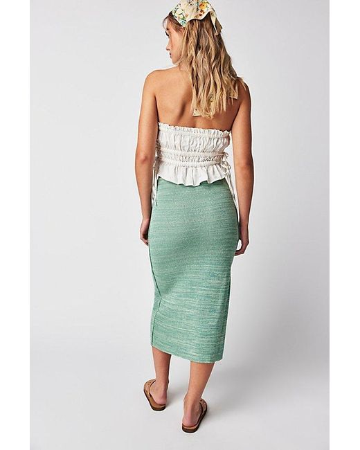 Free People Green Golden Hour Midi Skirt At In Malachite Combo, Size: Medium