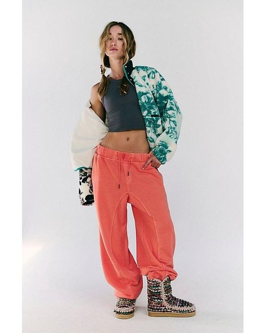 Fp Movement Red Hit The Slopes Printed Fleece Jacket
