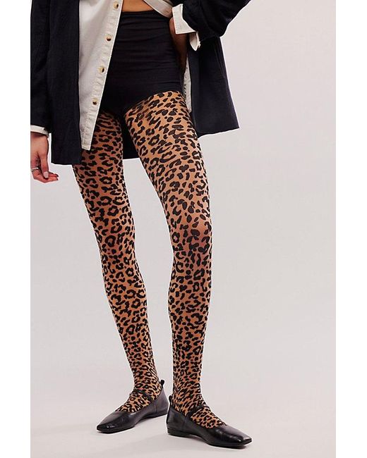 Free People Gray Seeing Spots Leopard Tights
