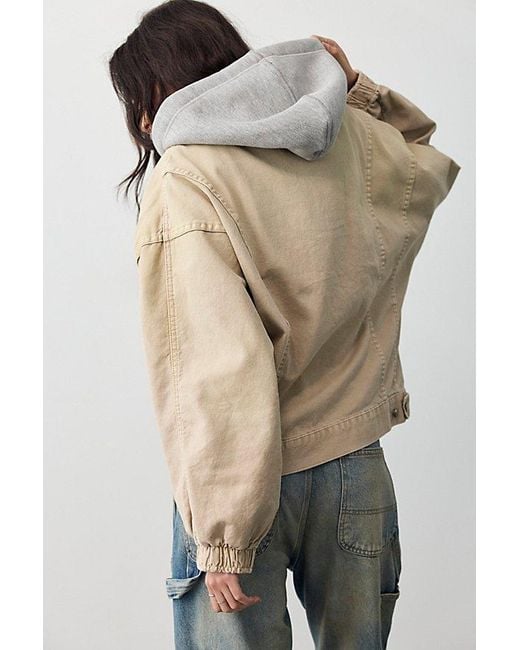Free People Natural We The Free Iggy Hooded Denim Jacket
