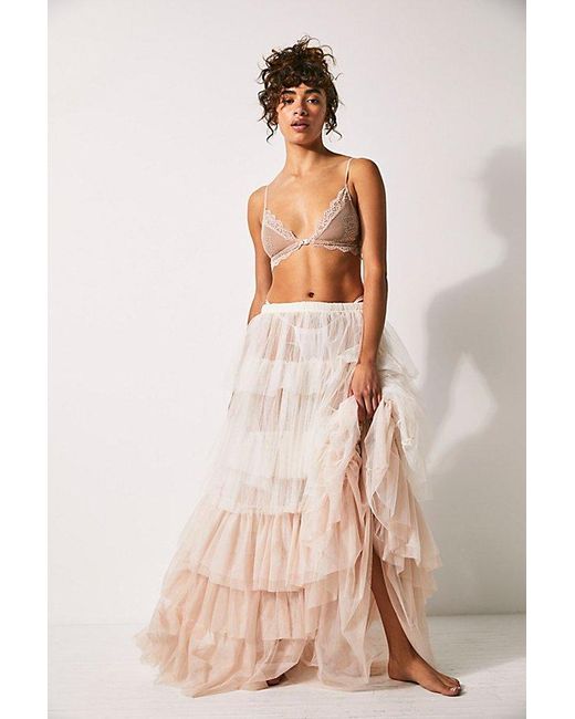 Free People Tulle Much Half Slip in Natural | Lyst
