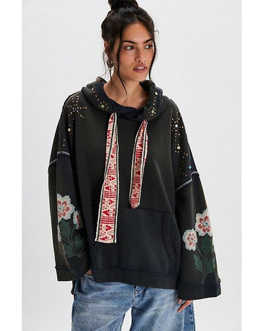 Free People Black Bejeweled Pullover
