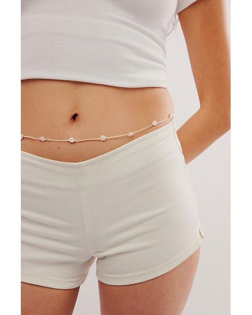 Free People White Delicate Flower Belly Chain