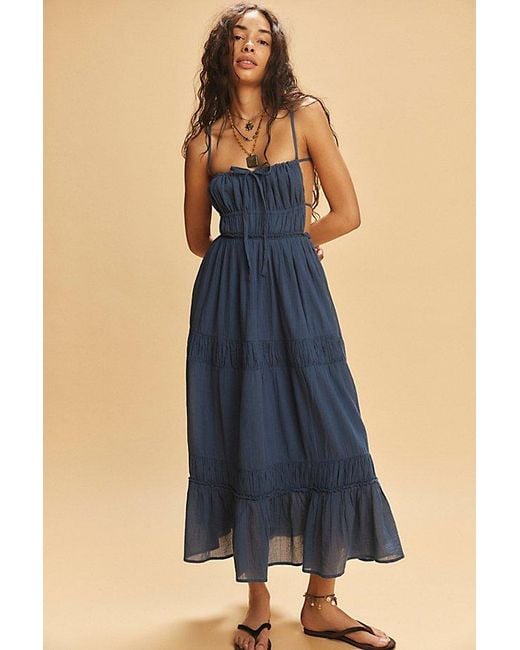 Free People Women's Blue Taking Sides Maxi Dress - bombsquadbeer.co.uk