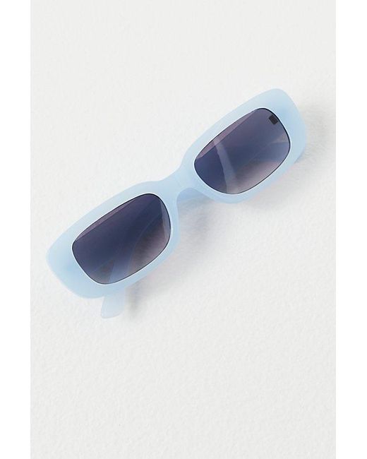 Free People Blue New Sensation Rectangle Sunglasses At In Cloud