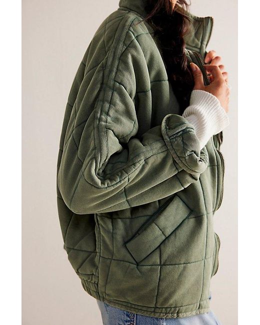 Free People Green Dolman Quilted Knit Jacket