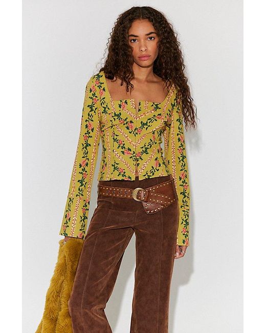 Free People Yellow Asher Printed Top