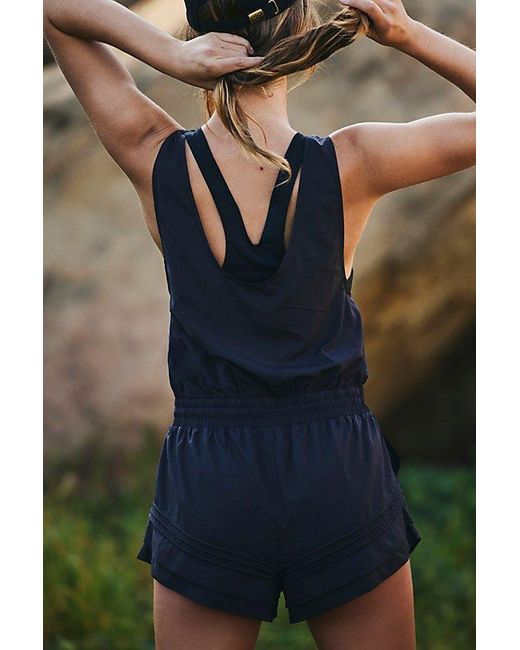 Free People Blue Check It Out Runsie