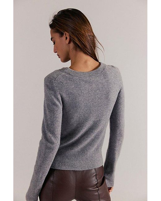 Free People Gray Malibu Cashmere Crewneck Sweater