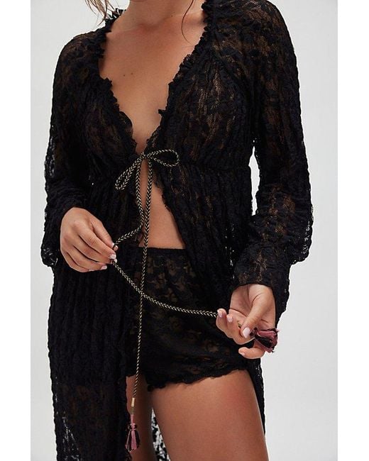 Free People Black Dim The Lights Duster