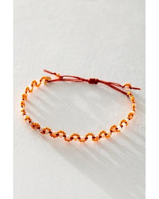 Tai Orange Handmade Beaded Wave Bracelet