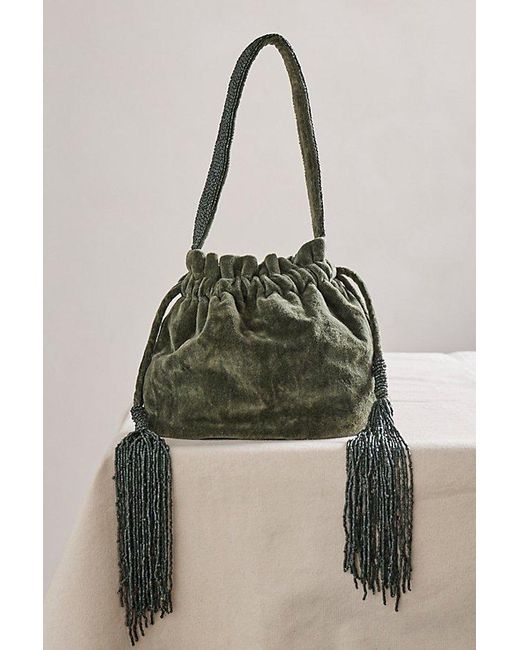 Free People Green Valentina Velvet Pouch