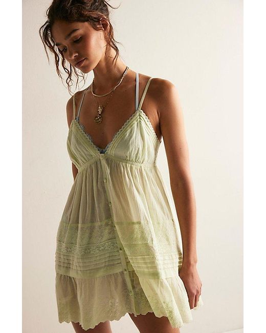 Intimately By Free People Green Play Nice Mini Slip Dress By