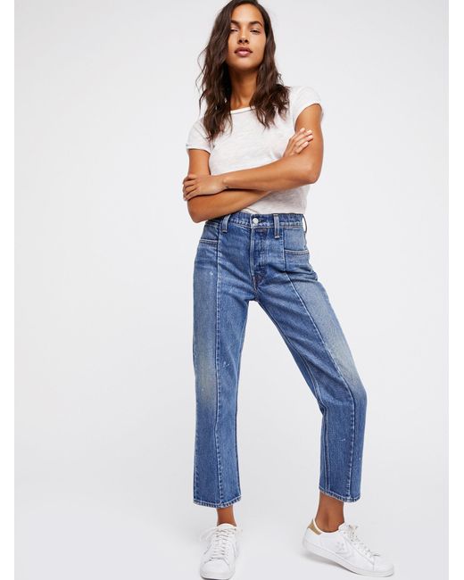Free People Levi's Altered Straight Leg Jeans in Blue | Lyst Canada