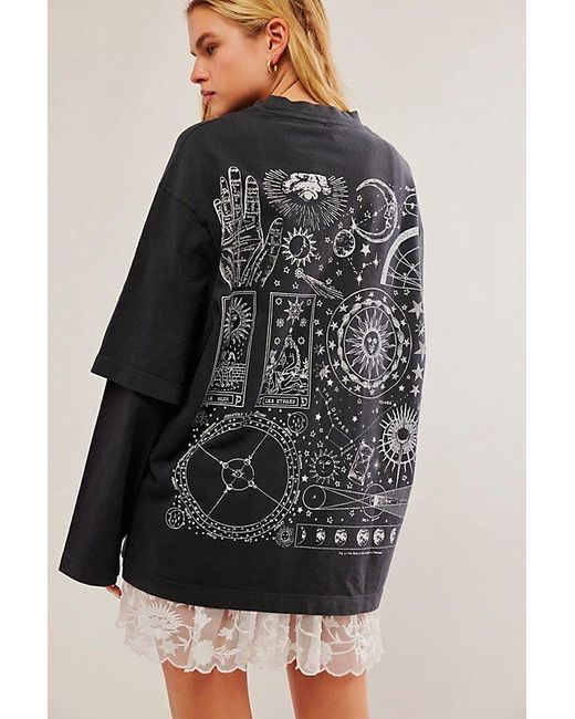 Free People Celestial Twofer Tee At In Black, Size: Xs