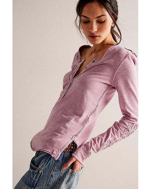 Free People Pink Our Song Henley Cuff