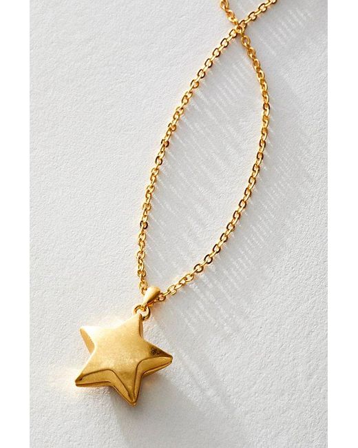 Free People White Lucy Gold Plated Pendant Necklace