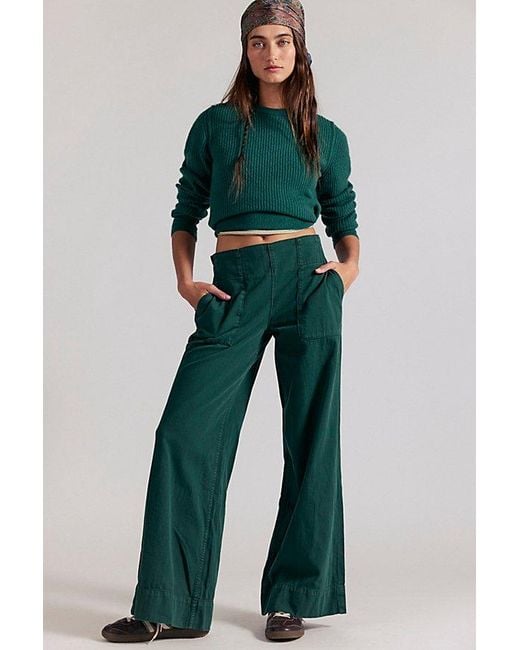 Free People Green Breezy Denim Pull-On Jeans