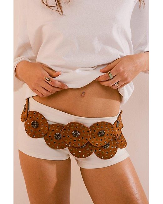 Free People Brown Xena Studded Hip Belt