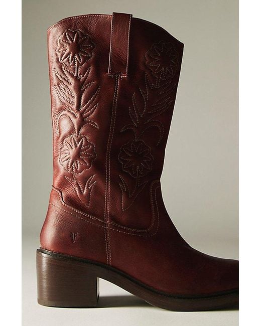 Frye White For Fp Kate Deco Stitch Boots