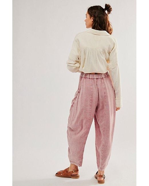 Free People Pink High Road Pull-on Barrel Pants