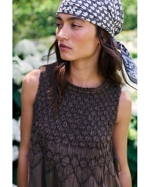 Free People Green Maisie Smocked Denim Mini Dress